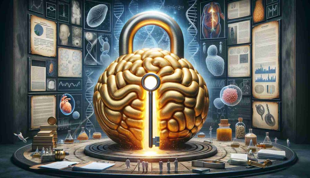 A detailed and realistic image presenting a metaphorical representation of a ground-breaking discovery with regards to obesity. The center of the image showcases a gigantic, golden ancient lock, symbolic of obesity, being unlocked by a colossal silver key, representing scientific breakthrough. Surrounding the key and lock are myriad scientific elements like DNA helix, research papers, and microscopic views of cells, all suggesting extensive investigations. The atmosphere is electric, full of anticipation, reflecting the significance of this revolutionary discovery. The image is rendered in High Definition to highlight the minute details and depth of this narrative.